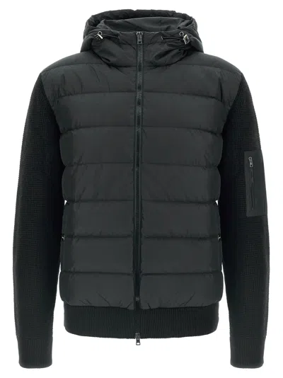 Herno Bi-material Down Jacket In Black
