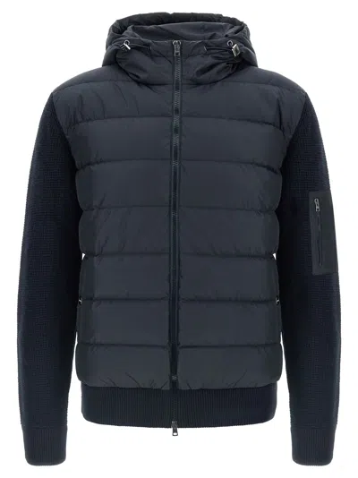 Herno Bi-material Down Jacket In Black