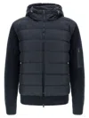 Herno Bi-material Down Jacket Puffer Jackets Blue In Blue