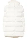 Herno A-shape Down Jacket In Satin And Lady Alternative Fur Clothing In White
