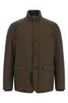 Herno Long-sleeve Button-front Casual Jacket In Brown