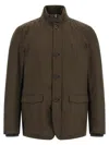 Herno Long-sleeve Button-front Casual Jacket In Brown