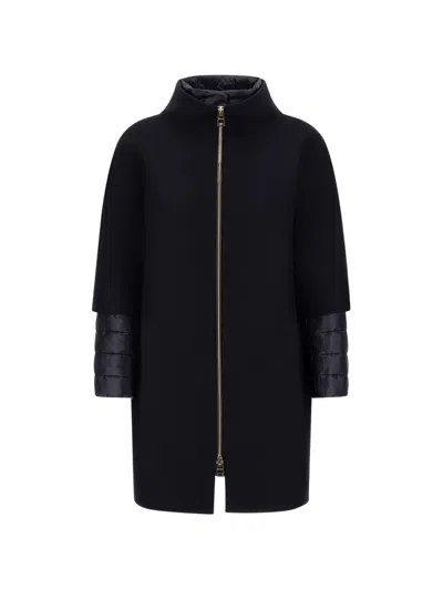 Herno Bib Wool-blend Coat In Black