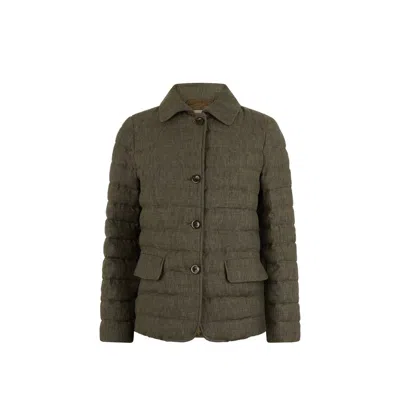 Herno Bicolor Linen Coat In Green