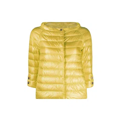 Herno Bicolor Polyamide Jackets And Coat In Yellow