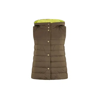 Herno Bicolor Polyamide Waistcoat In Brown