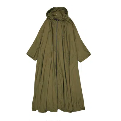 Herno Bicolor Polyester Coat In Green