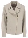Herno Biker Jacket In Virgin Wool In Cream