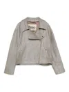 Herno Metallic Boucle Loop Biker Jacket In Gray