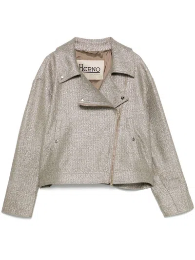Herno Biker Jacket In Neutral