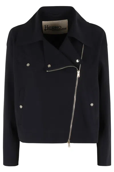HERNO HERNO BIKER-STYLE BLACK JACKET