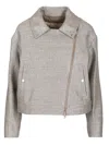 Herno Metallic Boucle Loop Biker Jacket