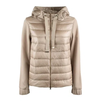 HERNO HERNO BIMATERIAL DOWN JACKET WITH HOOD