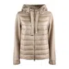 Herno Bimaterial Down Jacket With Hood In Neutral