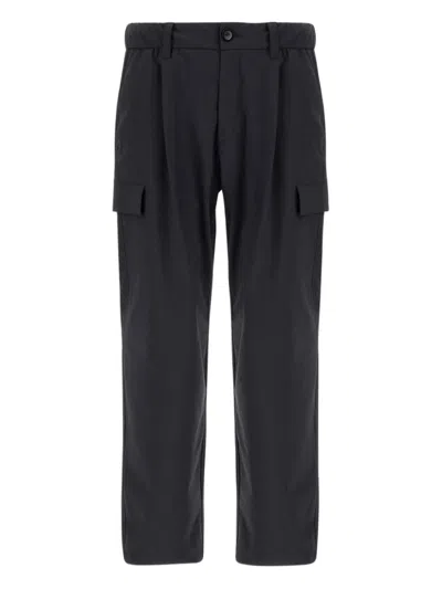 Herno Anthracite Trousers With Cargo Pockets And Belt Loops In Black