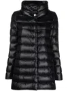 Herno Trapeze-structured Goose Down Jacket With Silky Finish In Black