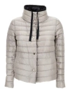 Herno Black And White Reversible Down Jacket With Funnel Neck In Polyamide In Grey