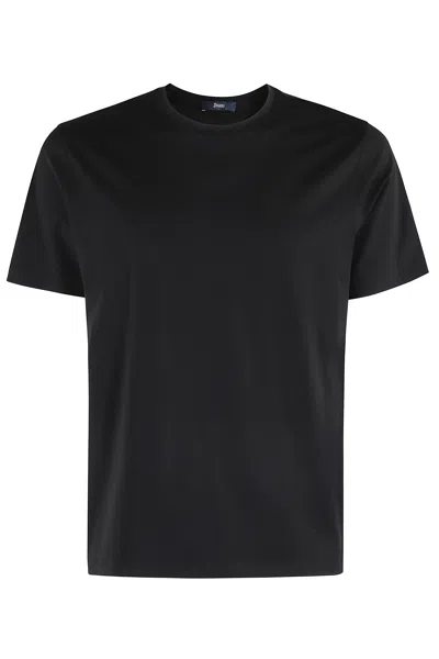 Herno Black Basic Round-neck Stretch Cotton T-shirt
