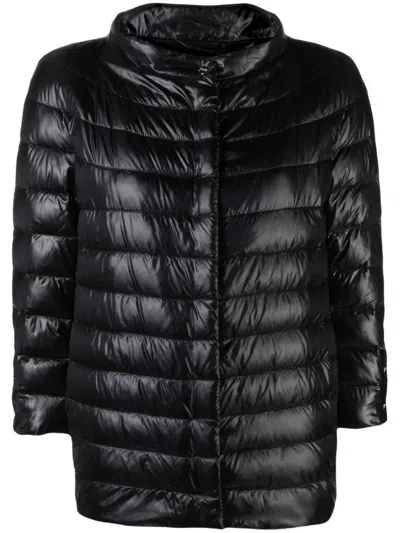 HERNO BLACK BROWN QUILTED PADDED JACKET