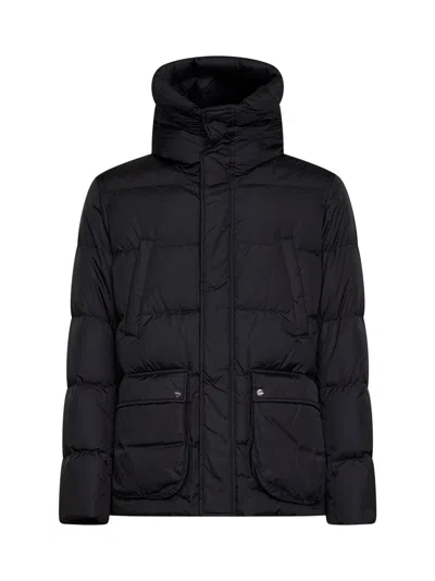 Herno Black Chamonix Nylon Hooded Bomber Jacket<br/>