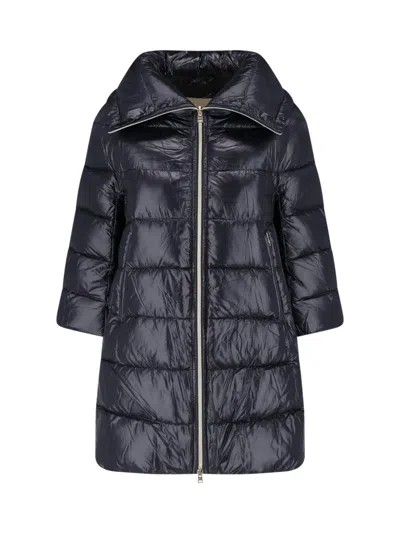 Herno Black Cleofe Zip-up Fabric Puffer Jacket In Blue
