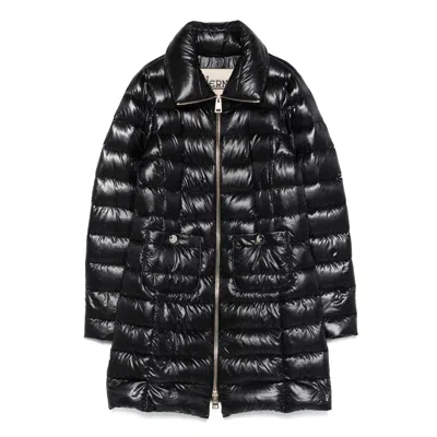 Herno Black Coats - Single Breasted Coats Women In Animal Print