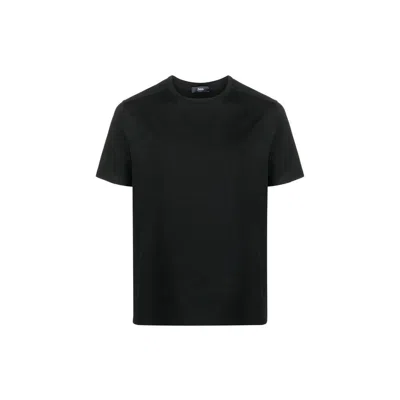 HERNO BLACK COTTON T-SHIRT