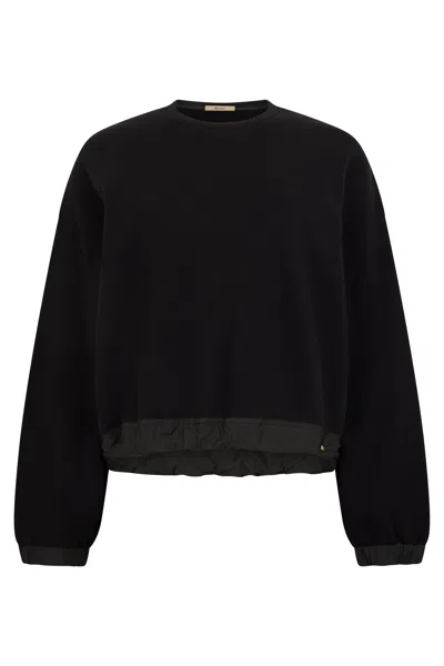 Herno Black Cropped Sweatshirt For A Sophisticated Look