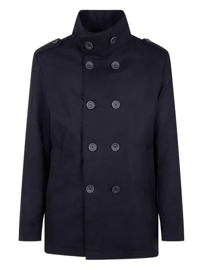 HERNO BLACK DOUBLE-BREASTED SHORT COAT HERNO