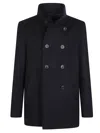 Herno Black Double-breasted Wool-blend Peacoat In Black