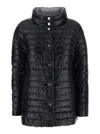 Herno Black Down Jacket With Snap Buttoned High Neck In Tech Fabric Woman