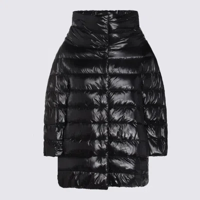 Herno Sleek Black Puffer Jacket With High Collar