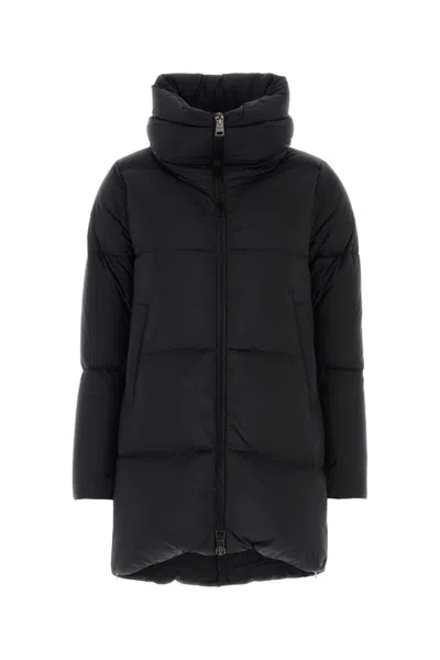 Herno Black Down Jacket In Silver