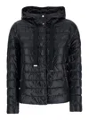 Herno Black Down Jacket With Drawstring Hood And Logo Detail On The Drawstring In Tech Fabric Woman