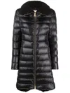 Herno Long Quilted Jacket High Collar In Black