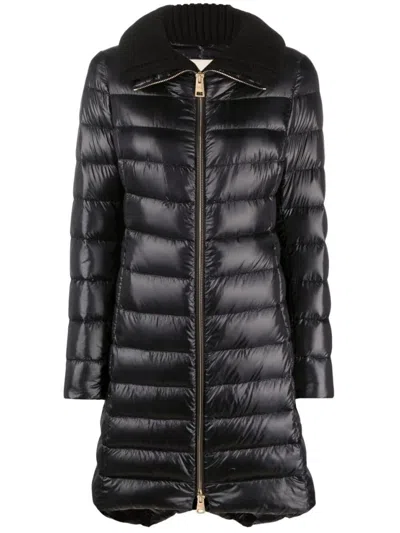 HERNO BLACK ELSA LONG JACKET