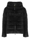 Herno Cropped Black Jacket With Plush Texture And High Collar In Black