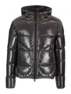 Herno Glossy Bomber Jacket With Hood And Elastic Cuffs In Gray