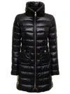 Herno Womans Maria Black Quilted Nylon Long Down Jacket In Black