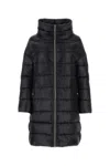 Herno Long Jacket In Satin And Lady Alternative Fur In Black