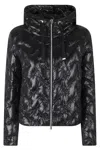 Herno Black High Neck Drawstring Double-slider Zip Polyamide Down Jacket In Black