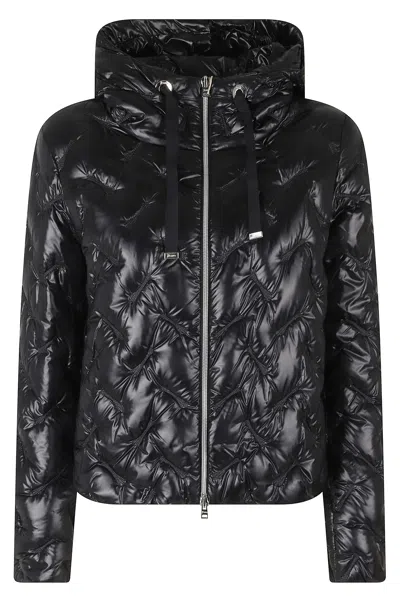 Herno Black High Neck Drawstring Double-slider Zip Polyamide Down Jacket
