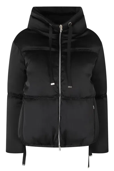 Herno Black High Neck Elastic Waistband Polyester Down Jacket
