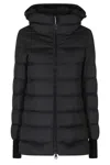 Herno Medium-length Down Jacket With Removable Hood And Wool Sleeves In Black