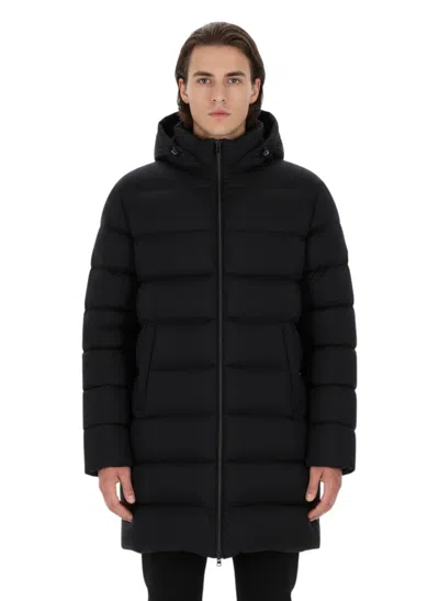 HERNO BLACK HOODED DOWN JACKET