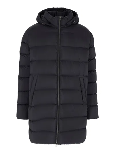 Herno Black Hooded Padded Jacket In Multi