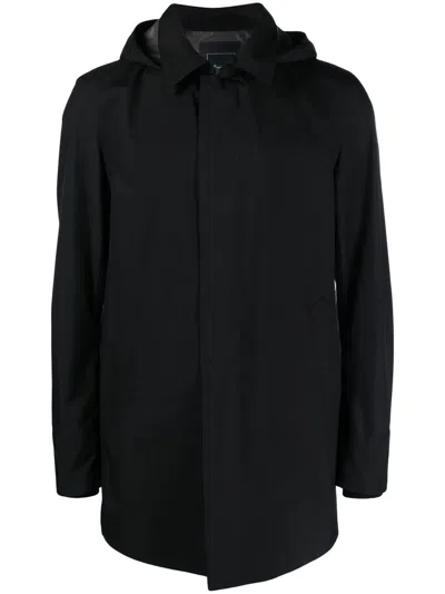 Herno Hooded Waterproof Raincoat In Nero