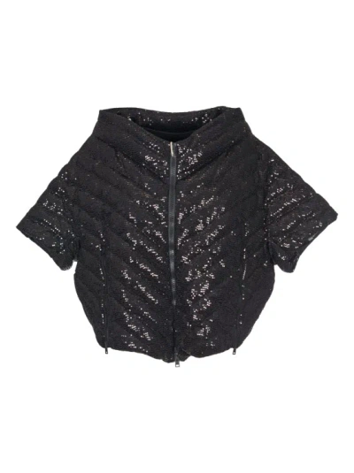 HERNO BLACK JACKET WITH BROWN GLITTER