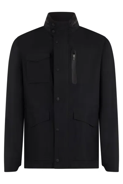 Herno Black Jacket With High Collar