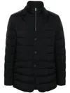 Herno Tailored Black Puffer Jacket With Notched Collar In Black